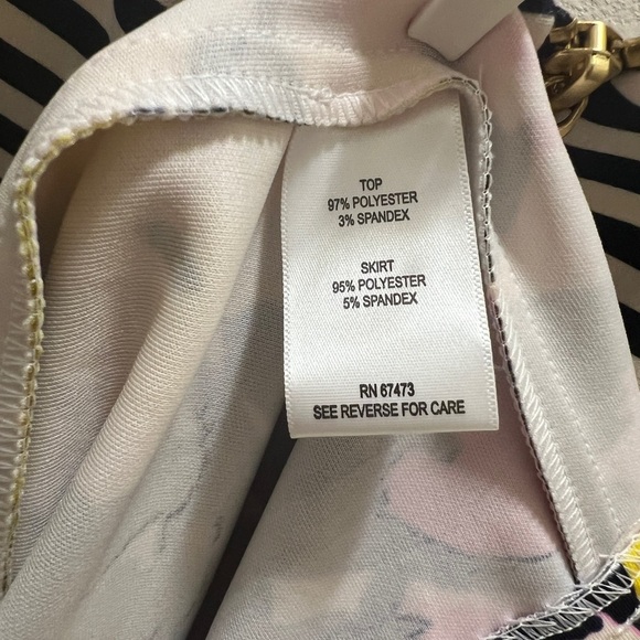 Just Taylor black & white striped pink & yellow floral dress size 6 - Picture 7 of 10